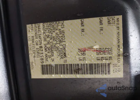 2015 Nissan Altima 2.5/2.5 S/2.5 Sl/2.5 Sv из США, поврежденный, VIN 1N4AL3AP5FN873589